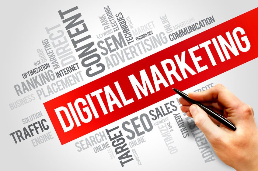 digital marketing word cloud, business concept